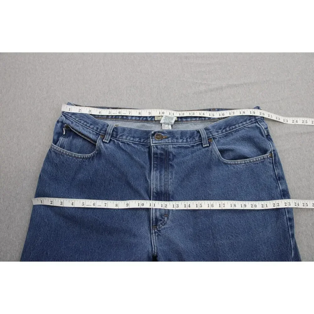 LL Bean Jeans Mens 42 X 34 Blue 100% Cotton Classic Fit Straight Leg